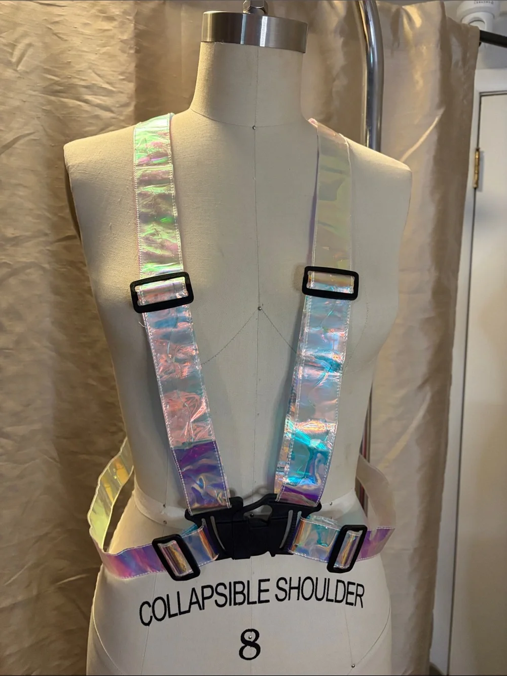 LED Light-Up Iridescent Safety Harness - White/Holographic